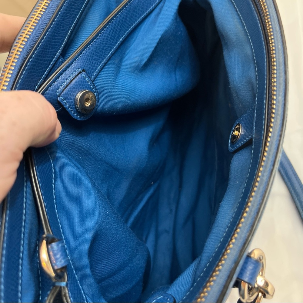 Coach F36606 Christie Carryall Crossbody HandBag Purse Blue Crossgrain Leather - Picture 7 of 10